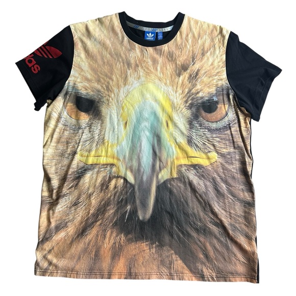 Adidas Originals Men’s T-Shirt 2XL Bold Eagle Face Graphic Black Sleeves - Picture 1 of 5